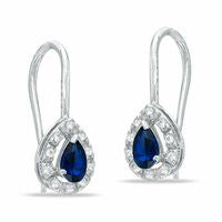 Pear-Shaped Lab-Created Blue and White Sapphire Earrings in Sterling Silver