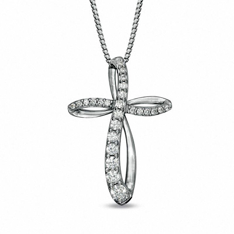 0.33 CT. T.W. Natural Diamond Cross Pendant in Sterling Silver