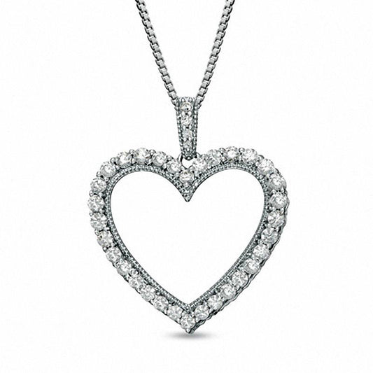 0.5 CT. T.W. Natural Diamond Antique Vintage-Style Heart Pendant in Sterling Silver