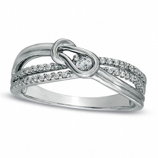 0.13 CT. T.W. Everlon™ Natural Diamond Knot Promise Ring in Sterling Silver