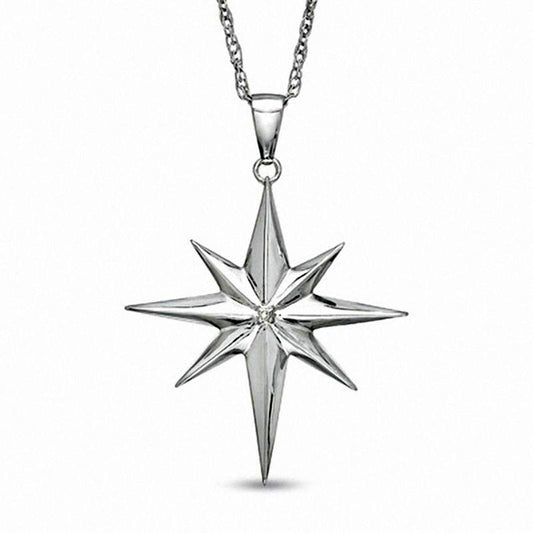 Precious Moments® Natural Diamond Accent North Star Pendant in Sterling Silver