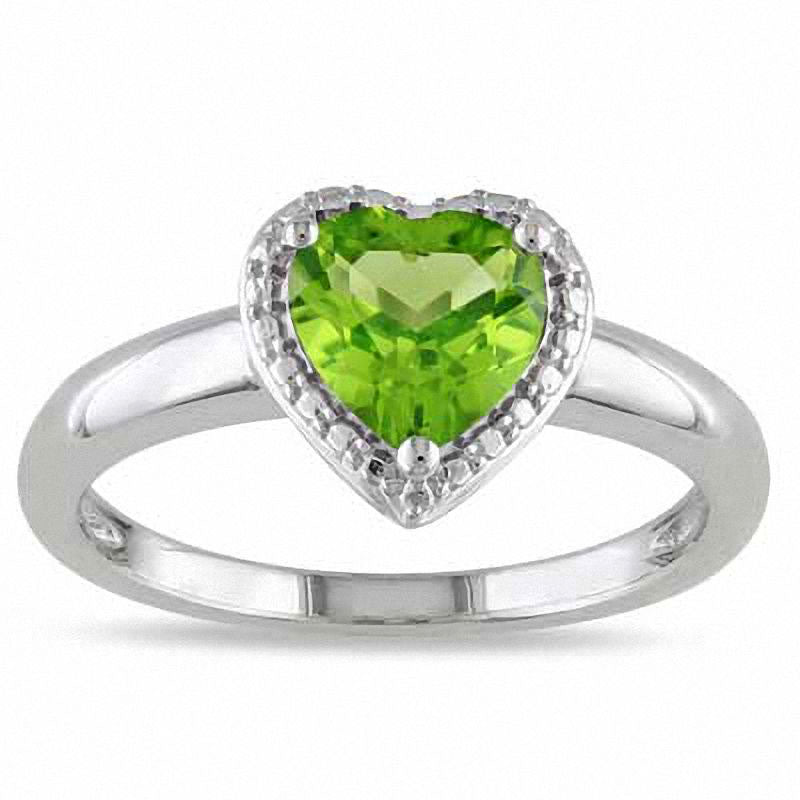 7.0mm Heart-Shaped Peridot Ring in Sterling Silver