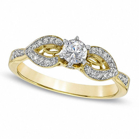 0.33 CT. T.W. Natural Diamond Masquerade Engagement Ring in Solid 10K Yellow Gold