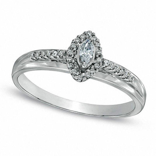 0.13 CT. T.W. Marquise Natural Diamond Promise Ring in Sterling Silver