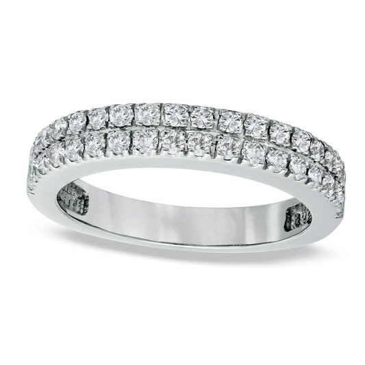 0.50 CT. T.W. Natural Diamond Double Row Wedding Band in Solid 10K White Gold