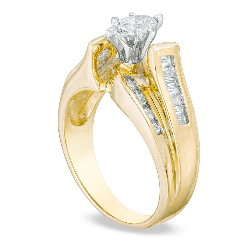 0.88 CT. T.W. Marquise Natural Diamond Double Bypass Row Ring in Solid 14K Gold