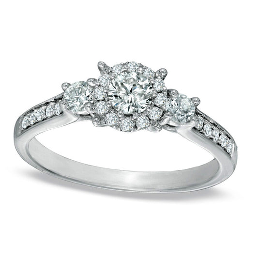 0.63 CT. T.W. Natural Diamond Frame Engagement Ring in Solid 14K White Gold