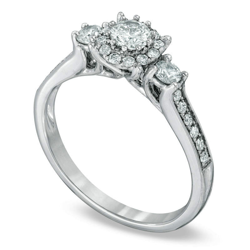 0.63 CT. T.W. Natural Diamond Frame Engagement Ring in Solid 14K White Gold