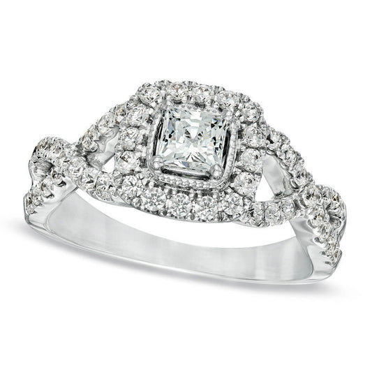 Celebration Lux® 1.0 CT. T.W. Princess-Cut Natural Diamond Engagement Ring in Solid 14K White Gold (I/SI2)