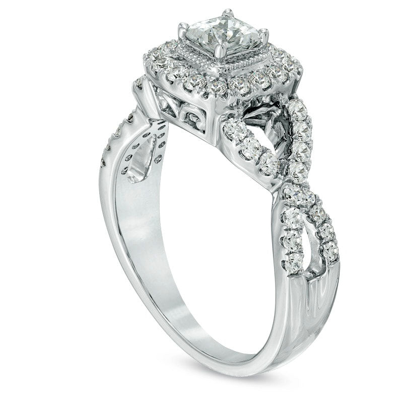 Celebration Lux® 1.0 CT. T.W. Princess-Cut Natural Diamond Engagement Ring in Solid 14K White Gold (I/SI2)