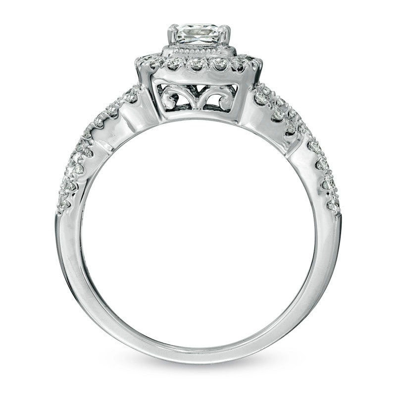 Celebration Lux® 1.0 CT. T.W. Princess-Cut Natural Diamond Engagement Ring in Solid 14K White Gold (I/SI2)