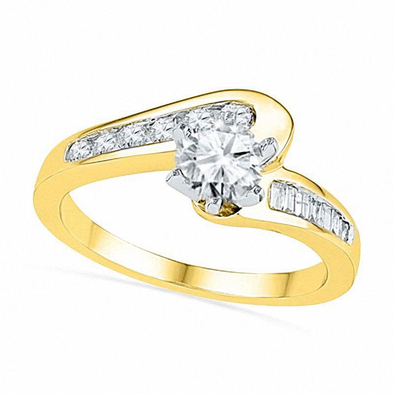 1.25 CT. T.W. Natural Diamond Swirl Bridal Engagement Ring Set in Solid 10K Yellow Gold