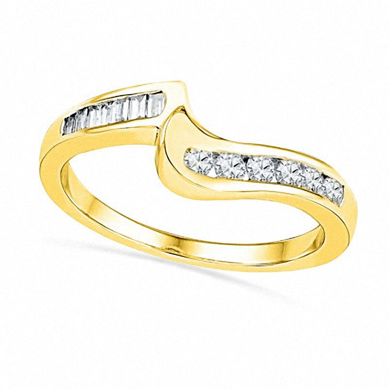 1.25 CT. T.W. Natural Diamond Swirl Bridal Engagement Ring Set in Solid 10K Yellow Gold