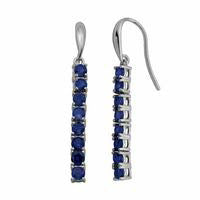 Lab-Created Blue Sapphire Bar Drop Earrings in Sterling Silver