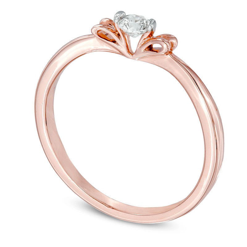 0.25 CT. Natural Clarity Enhanced Diamond Solitaire Bow Ring in Solid 10K Rose Gold