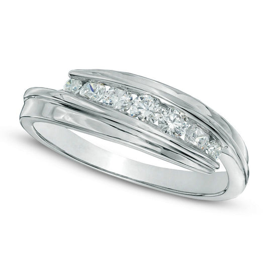 0.25 CT. T.W. Natural Diamond Seven Stone Bypass Ring in Solid 10K White Gold