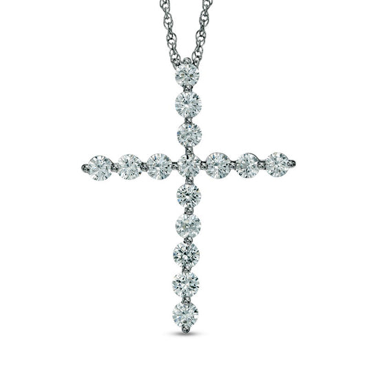 1 CT. T.W. Natural Diamond Cross Pendant in 10K White Gold