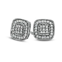 0.2 CT. T.W. Diamond Cluster Cushion-Style Frame Stud Earrings in Sterling Silver