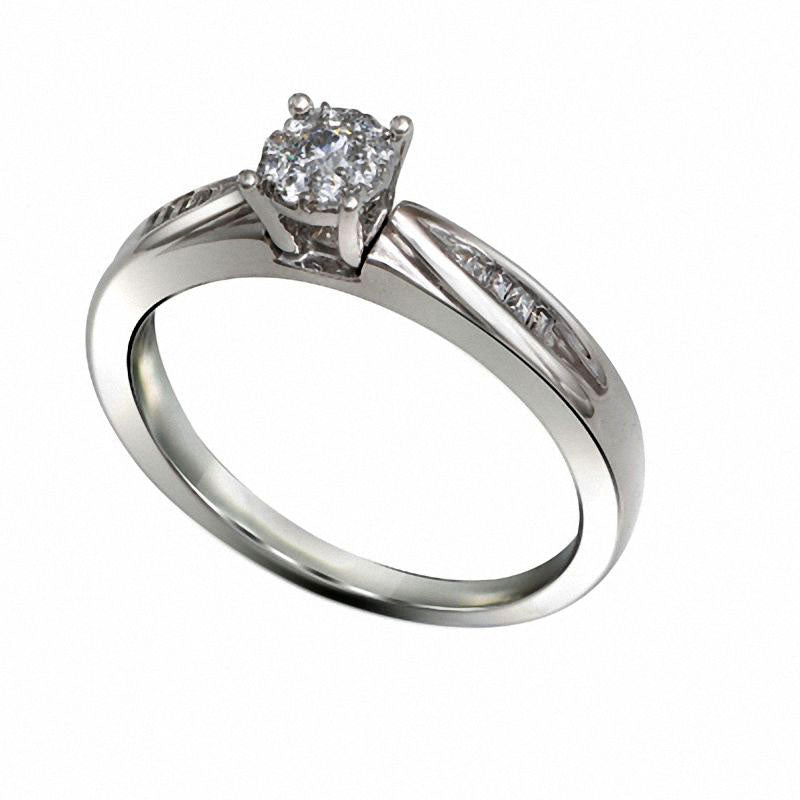 0.13 CT. T.W. Natural Diamond Frame Engagement Ring in Solid 10K White Gold