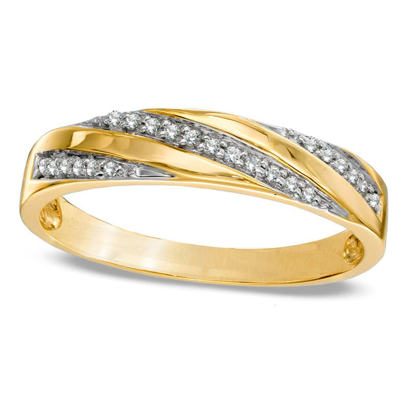 Men's 0.17 CT. T.W. Natural Diamond Wedding Band in Solid 10K Yellow Gold