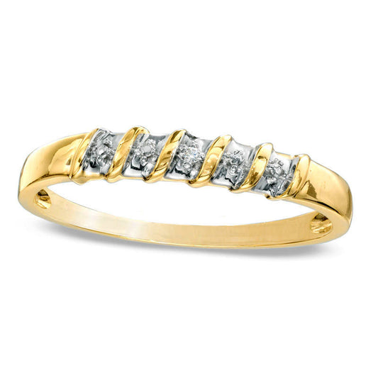 Natural Diamond Accent Wedding Band in Solid 10K Yellow Gold