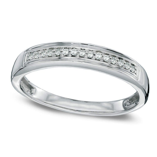 Ladies' Natural Diamond Accent Wedding Band in Solid 10K White Gold