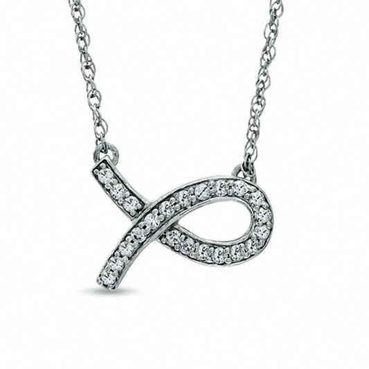 0.1 CT. T.W. Natural Diamond Ichthys Necklace in Sterling Silver