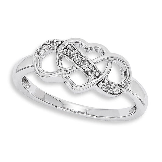 Natural Diamond Accent Infinity with Heart Ring in Sterling Silver