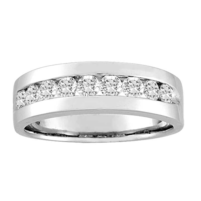 Men's 1.0 CT. T.W. Natural Diamond Wedding Band in Solid 14K White Gold (I/SI2)