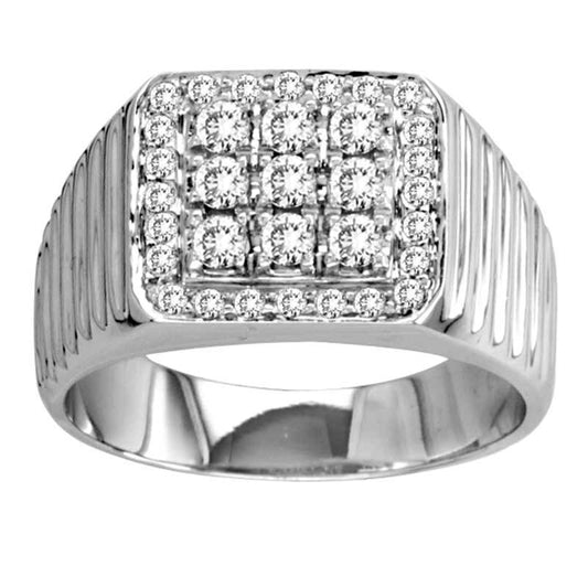 Men's 0.75 CT. T.W. Natural Diamond Ring in Solid 14K White Gold (I/SI2)