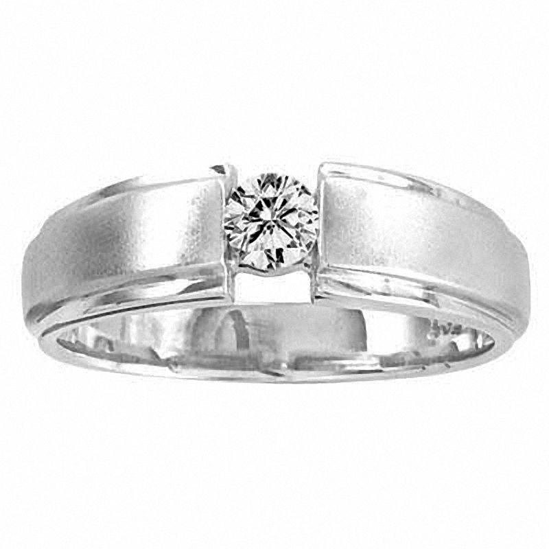 Men's 0.25 CT. T.W. Natural Clarity Enhanced Diamond Solitaire Wedding Band in Solid 14K White Gold