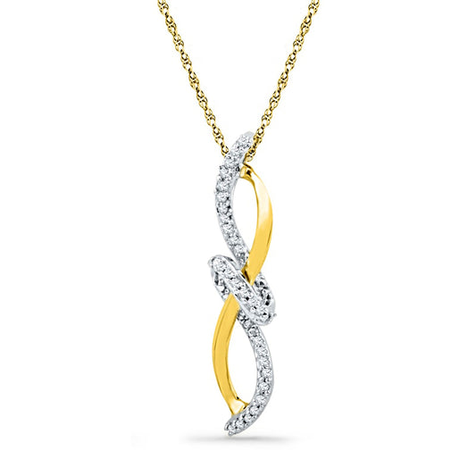 0.1 CT. T.W. Natural Diamond Infinity with Knot Pendant in Sterling Silver and 10K Yellow Gold