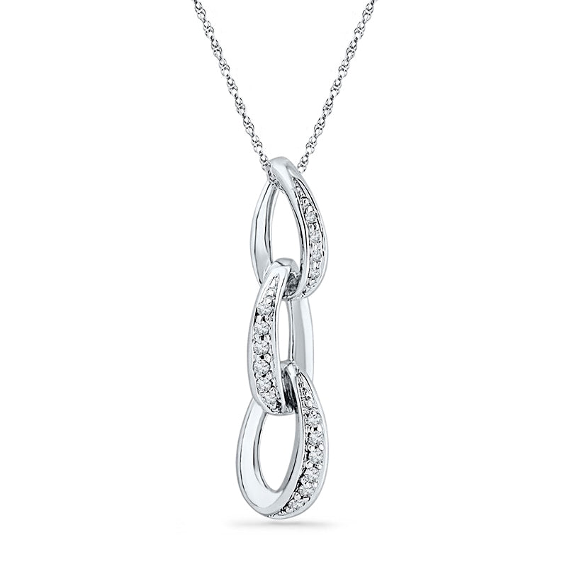 0.13 CT. T.W. Natural Diamond Triple Teardrop Pendant in Sterling Silver