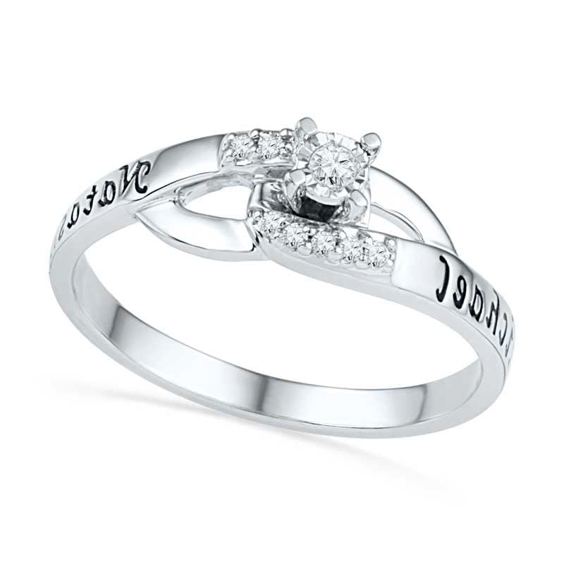 Natural Diamond Accent Promise Ring in Sterling Silver (2 Names)