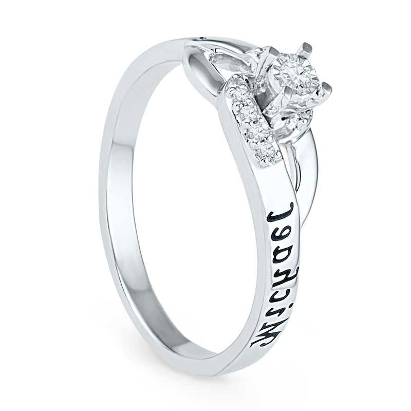 Natural Diamond Accent Promise Ring in Sterling Silver (2 Names)