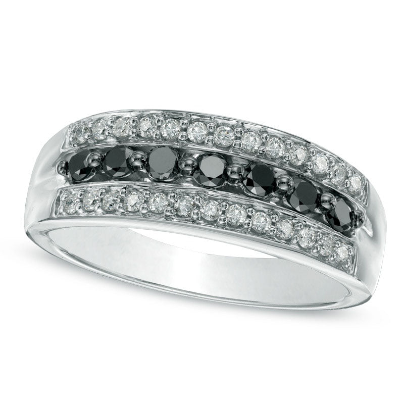 0.50 CT. T.W. Enhanced Black and White Natural Diamond Anniversary Band in Solid 10K White Gold