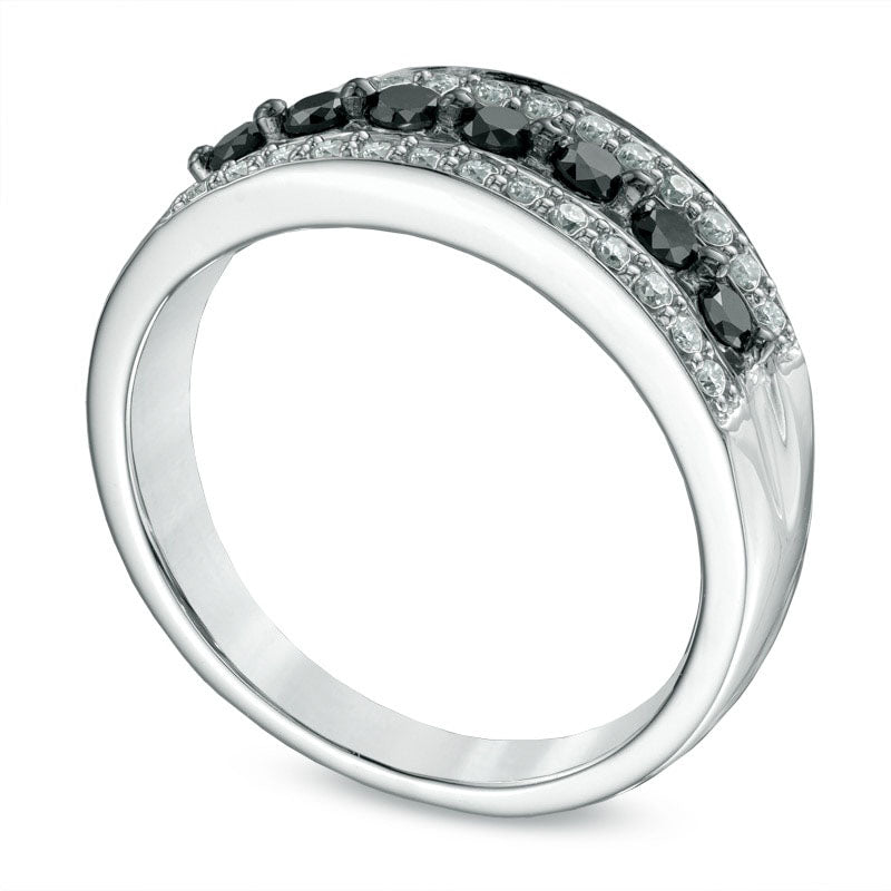 0.50 CT. T.W. Enhanced Black and White Natural Diamond Anniversary Band in Solid 10K White Gold