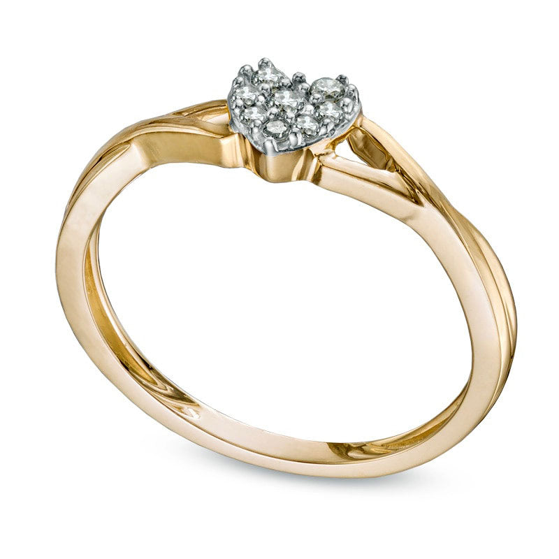 0.10 CT. T.W. Natural Diamond Heart Cluster Ring in Solid 10K Yellow Gold