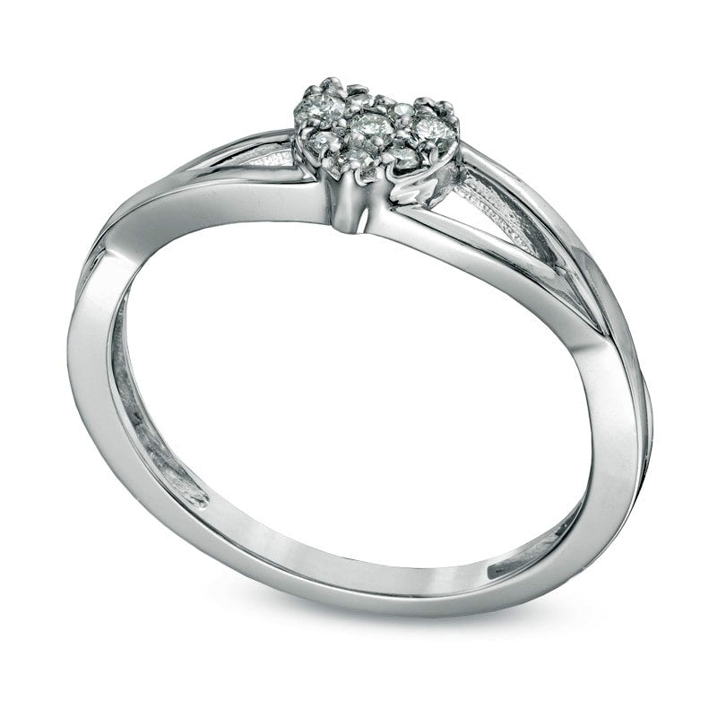 0.10 CT. T.W. Natural Diamond Heart Cluster Ring in Solid 10K White Gold