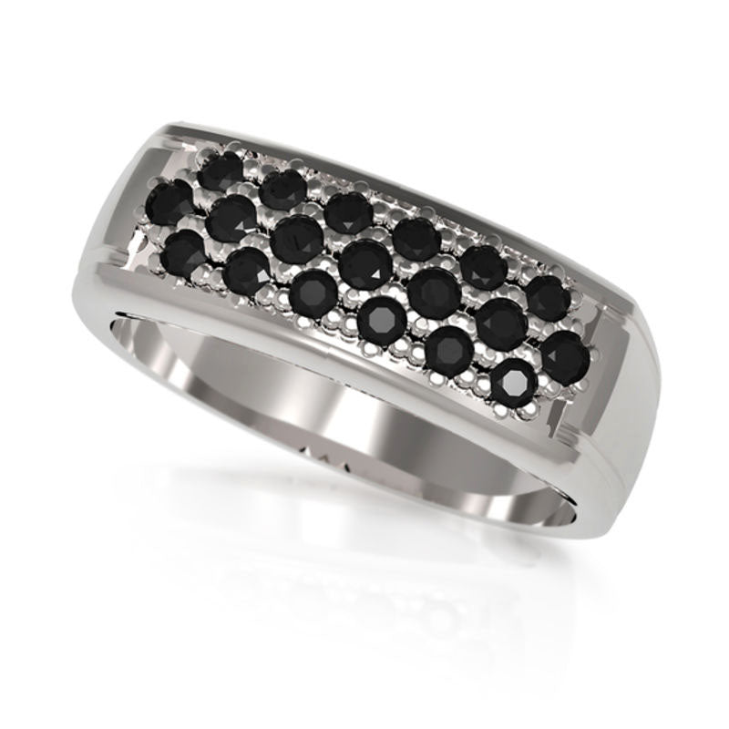 Men's 0.25 CT. T.W. Enhanced Black Natural Diamond Wedding Band in Solid 10K White Gold