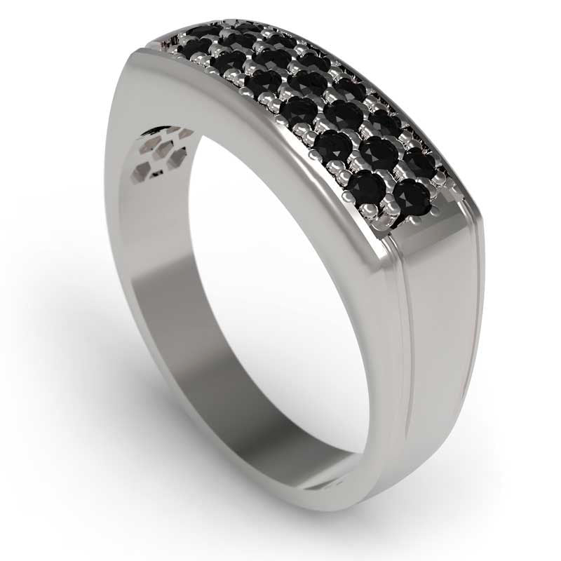 Men's 0.25 CT. T.W. Enhanced Black Natural Diamond Wedding Band in Solid 10K White Gold