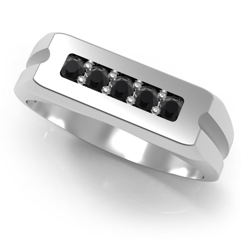 Men's 0.50 CT. T.W. Enhanced Black Natural Diamond Wedding Band in Solid 10K White Gold