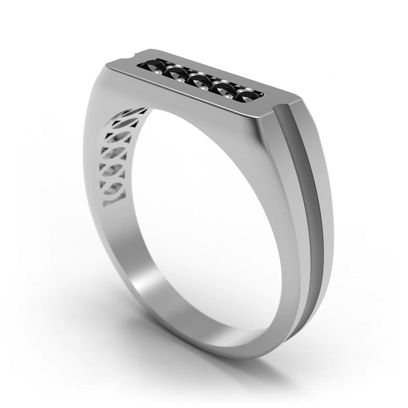 Men's 0.50 CT. T.W. Enhanced Black Natural Diamond Wedding Band in Solid 10K White Gold