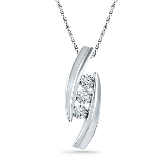 0.1 CT. T.W. Natural Diamond Three Stone Pendant in Sterling Silver