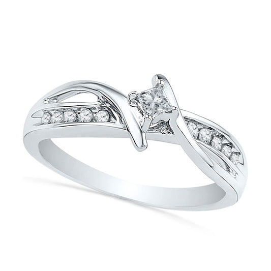 0.20 CT. T.W. Princess-Cut Natural Diamond Bypass Promise Ring in Solid 10K White Gold