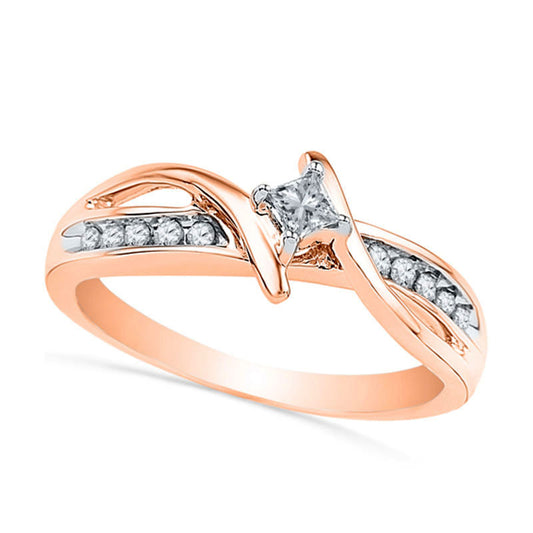 0.20 CT. T.W. Princess-Cut Natural Diamond Bypass Promise Ring in Solid 10K Rose Gold