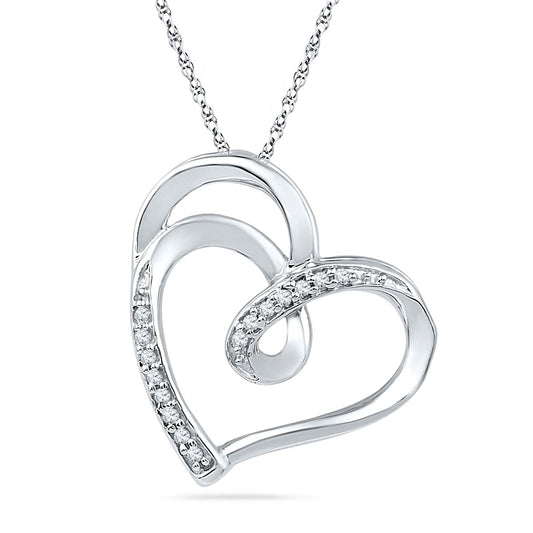 0.05 CT. T.W. Natural Diamond Looping Tilted Heart Pendant in Sterling Silver