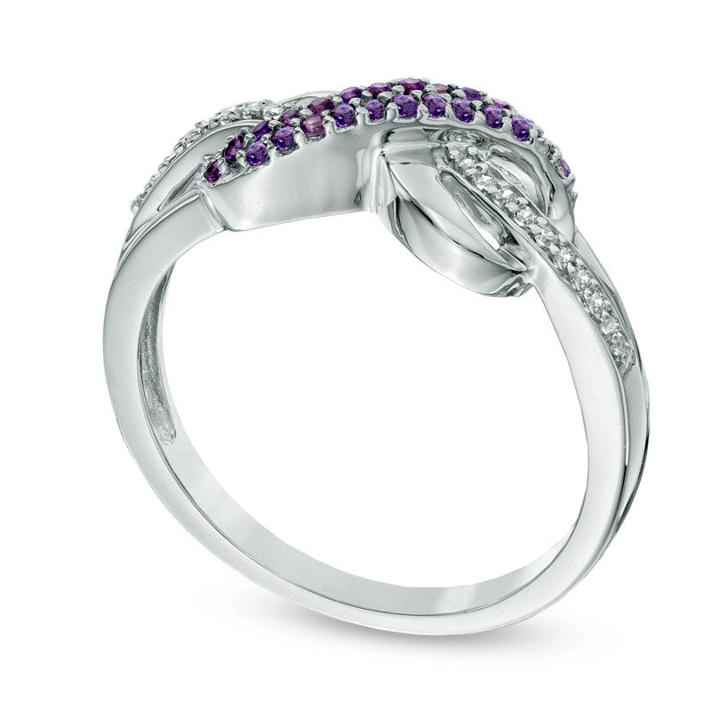 Amethyst and Natural Diamond Accent Infinity Loop Ring in Sterling Silver