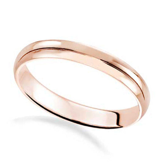 Men's 3.0mm Low Dome Wedding Band in Solid 14K Rose Gold