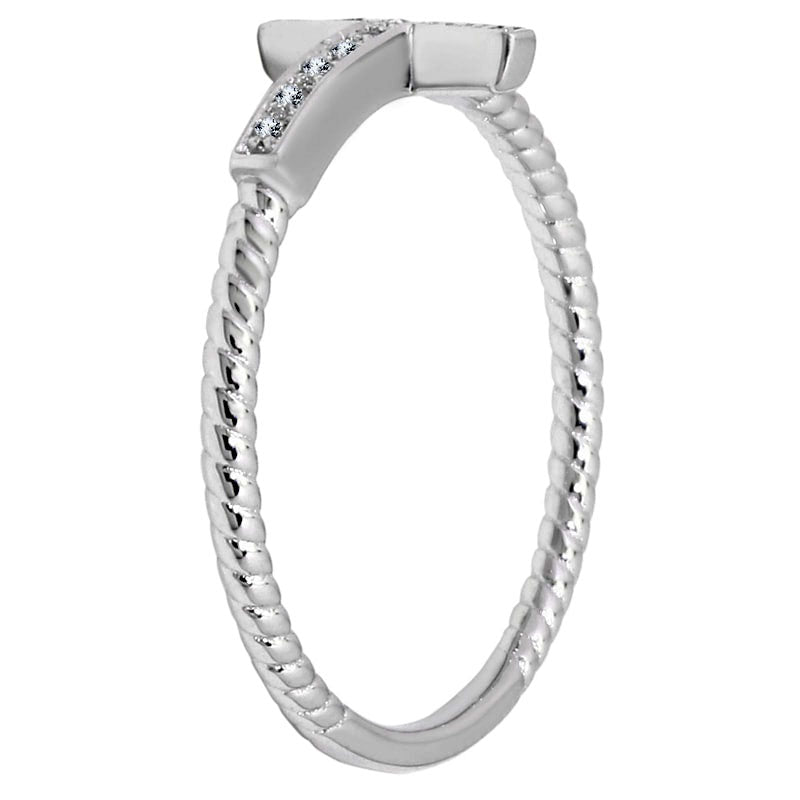 Natural Diamond Accent Sideways Cross Ring in Sterling Silver